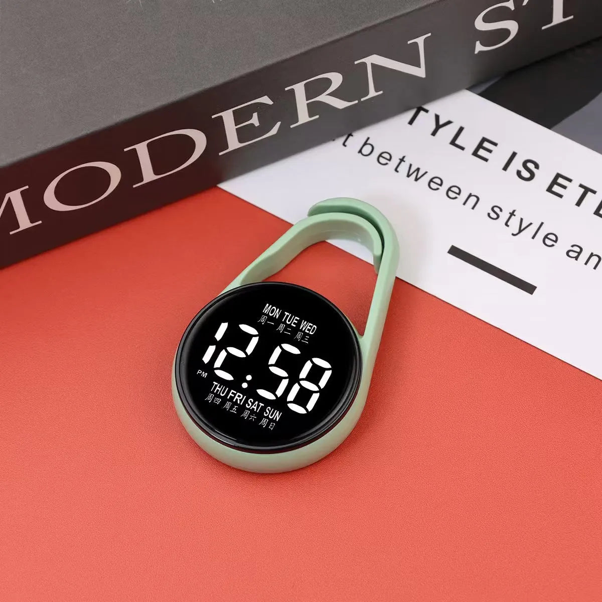 LED digital electronic watch with luminous display in multiple colour options on plastic strap