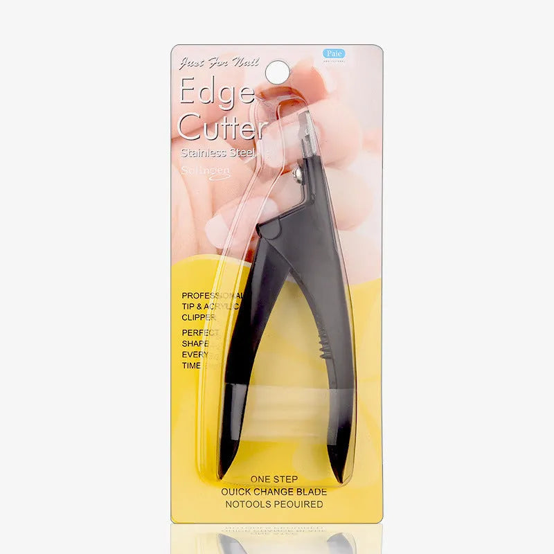 Titanium French U-shaped nail art scissors with stainless steel blades in black, titanium, or silver colour options.