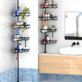 Retractable stainless steel bathroom storage rack with four layers and modern design
