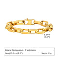 Men's titanium steel square chain bracelet in simple design on wrist.