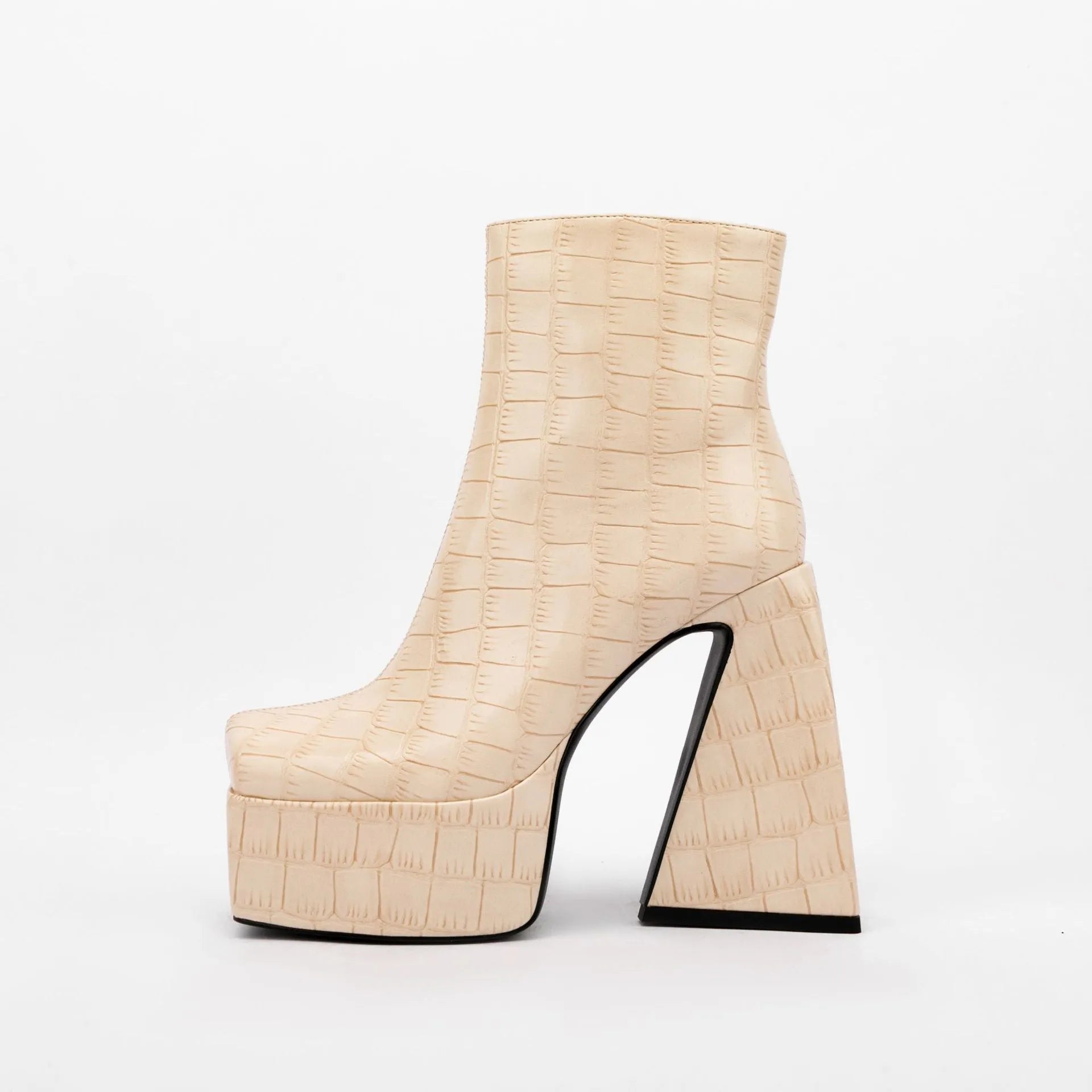 Women's artificial PU ankle boots with a super high heel, shown in a solid colour.