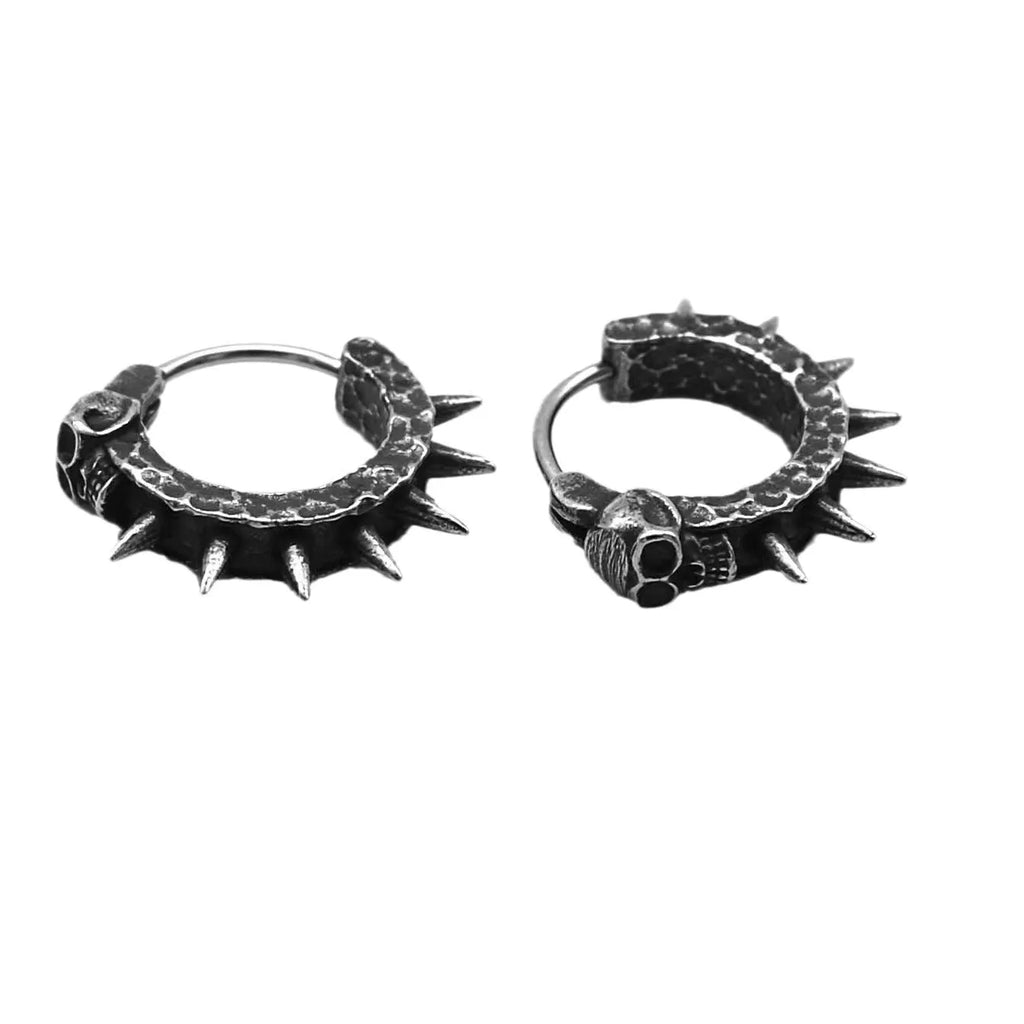 Black geometric alloy punk earrings with motorcycle-inspired design