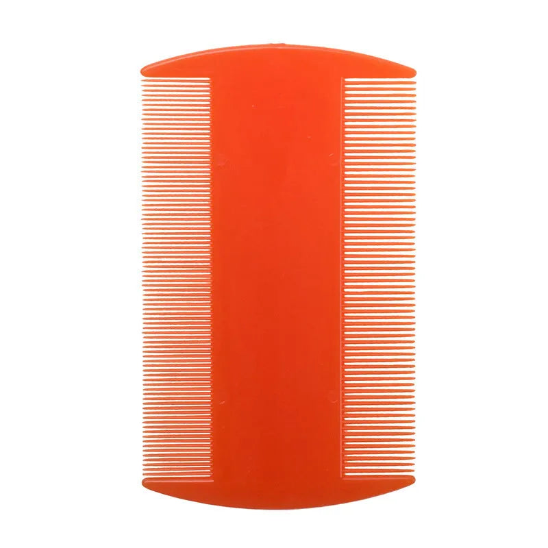 Plastic fine teeth flea comb with double-edged design measuring 8 by 7.5 centimetres