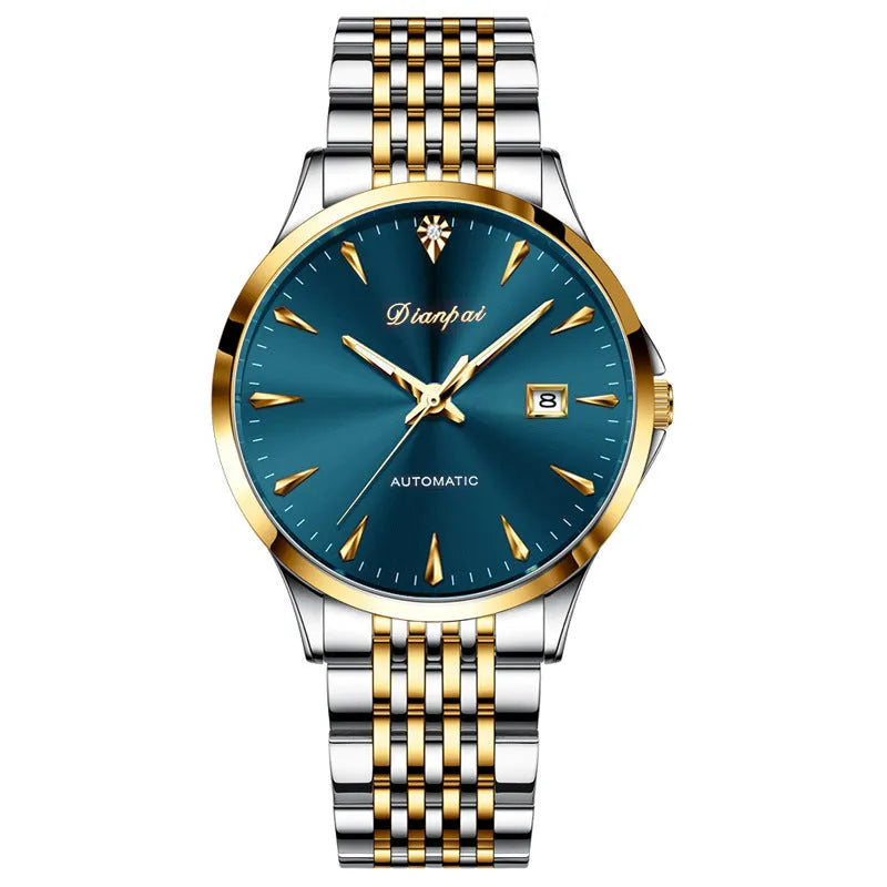 Men's stainless steel automatic watch with simple dial design in various colour options