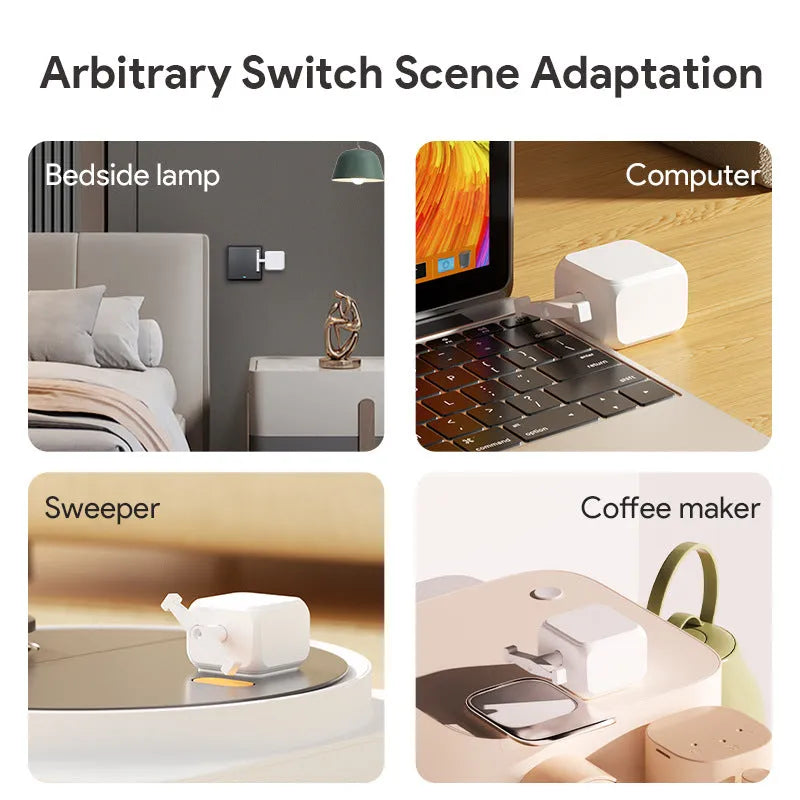 White Bluetooth finger robot remote control with rocker arm mechanism measuring 53x29x14mm