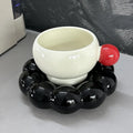 Ceramic coffee cup and matching dish set in a solid colour, 250ml capacity.