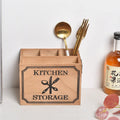Wooden kitchen storage box for knives forks chopsticks with internal divider grid