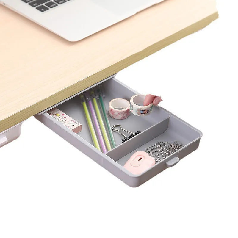 Plastic under table storage box with covered design and internal grid compartments