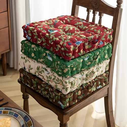 American dining chair cushion 40x40cm with thick PP cotton filler in floral apricot pattern