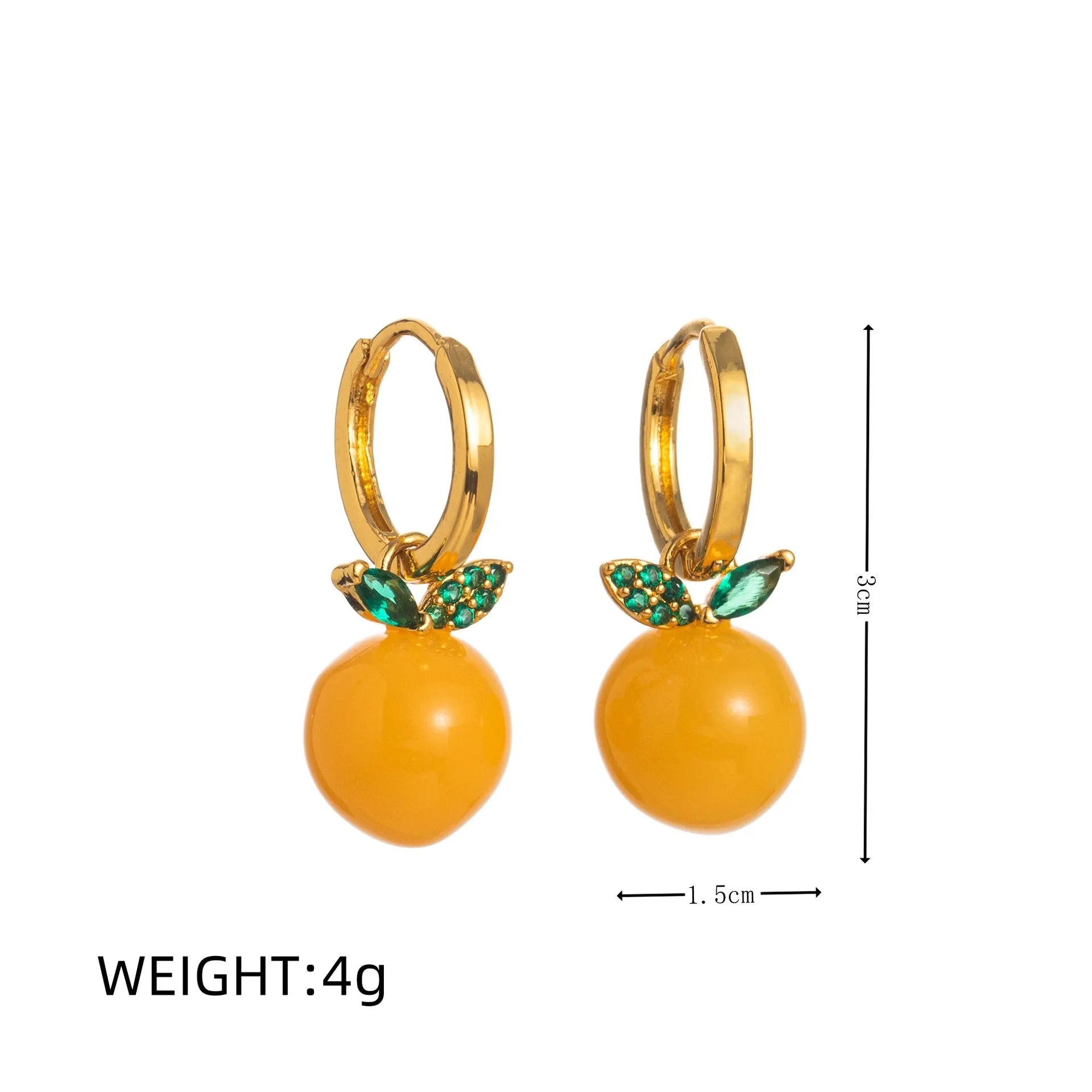 Copper electroplated earrings with detailed carrot, orange, blueberry, chilli, lemon, olive, and peach fruit vegetable designs.