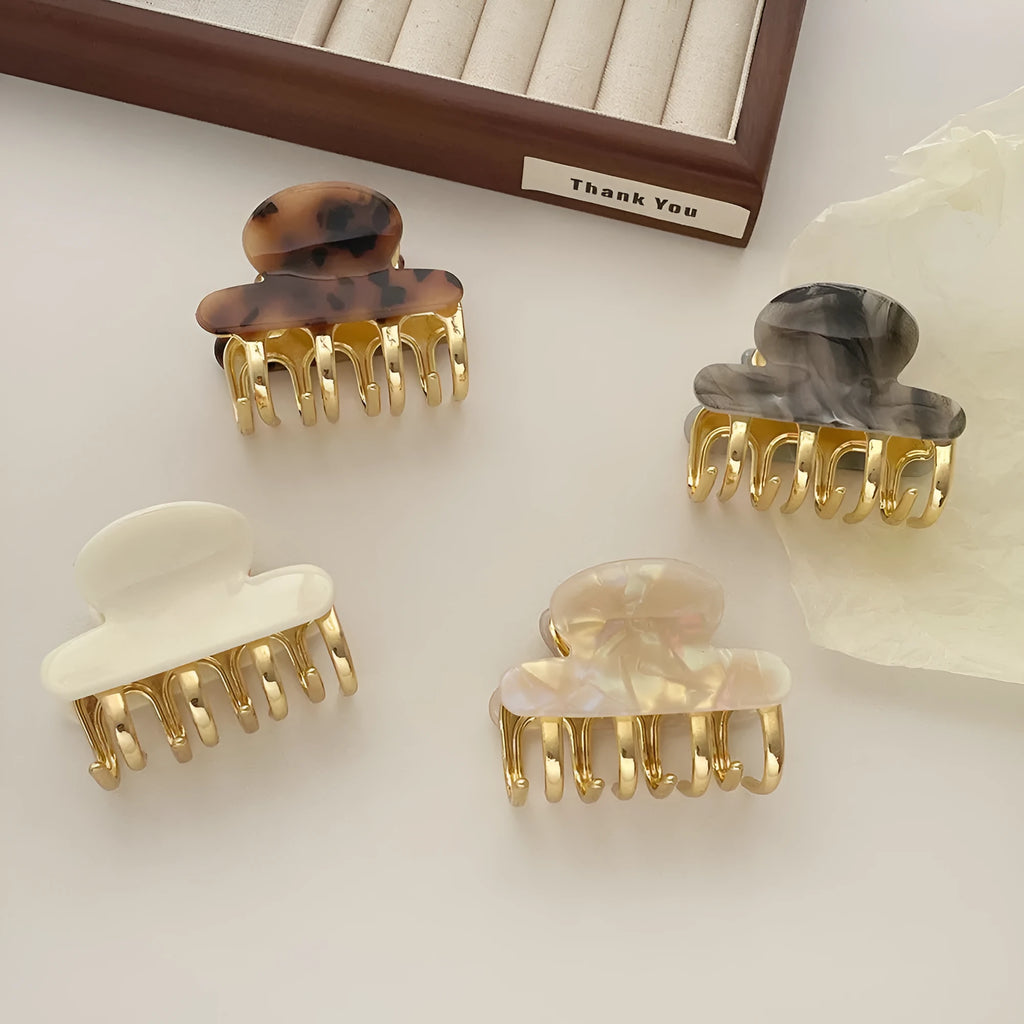Women's dopamine retro acetate hair barrettes with metal grip in four colour options