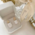 Natural freshwater pearl square stud earrings with geometric quadrilateral shape and alloy setting