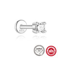 S925 sterling silver petal diamond stud earrings in platinum-single finish, showing clip-on back and geometric design options.