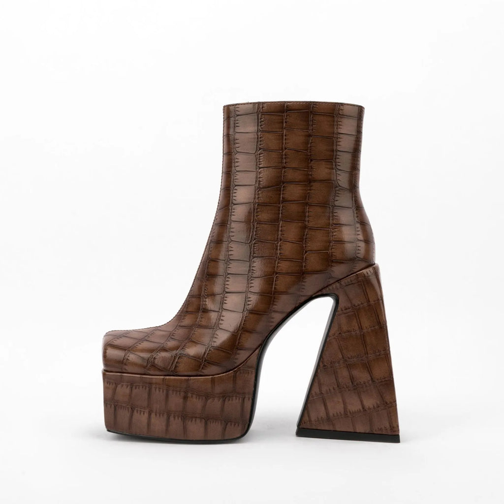 Women's artificial PU ankle boots with a super high heel, shown in a solid colour.