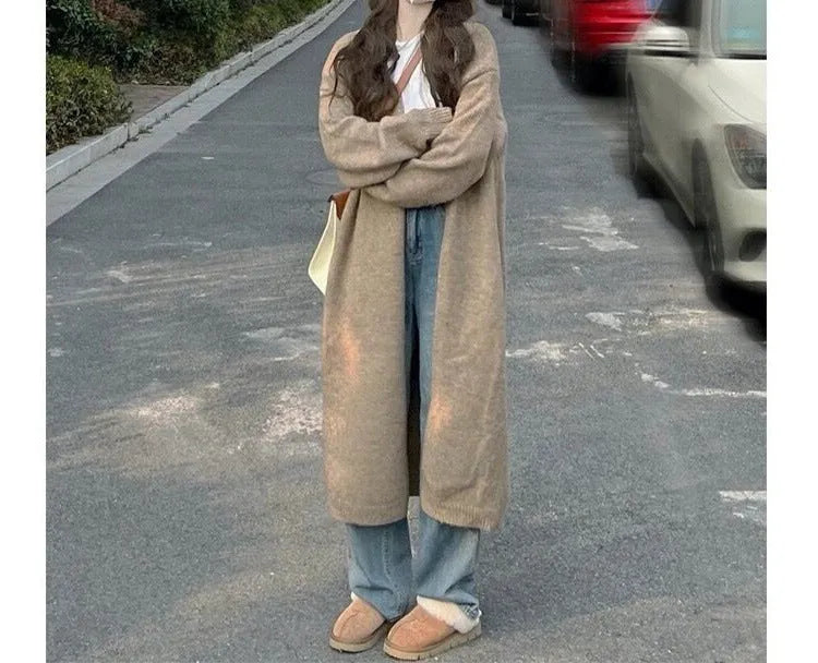 Women's loose knitted chenille cardigan sweater in Japanese Korean style with 3D pattern