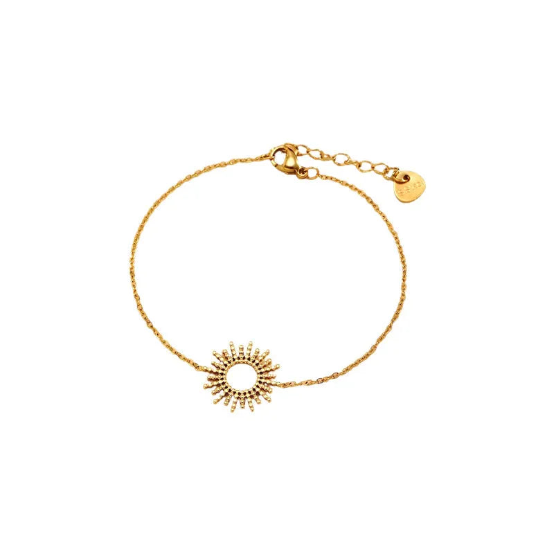SUNFLOWER Series 14K gold-plated geometric chain necklace and bracelet set for women