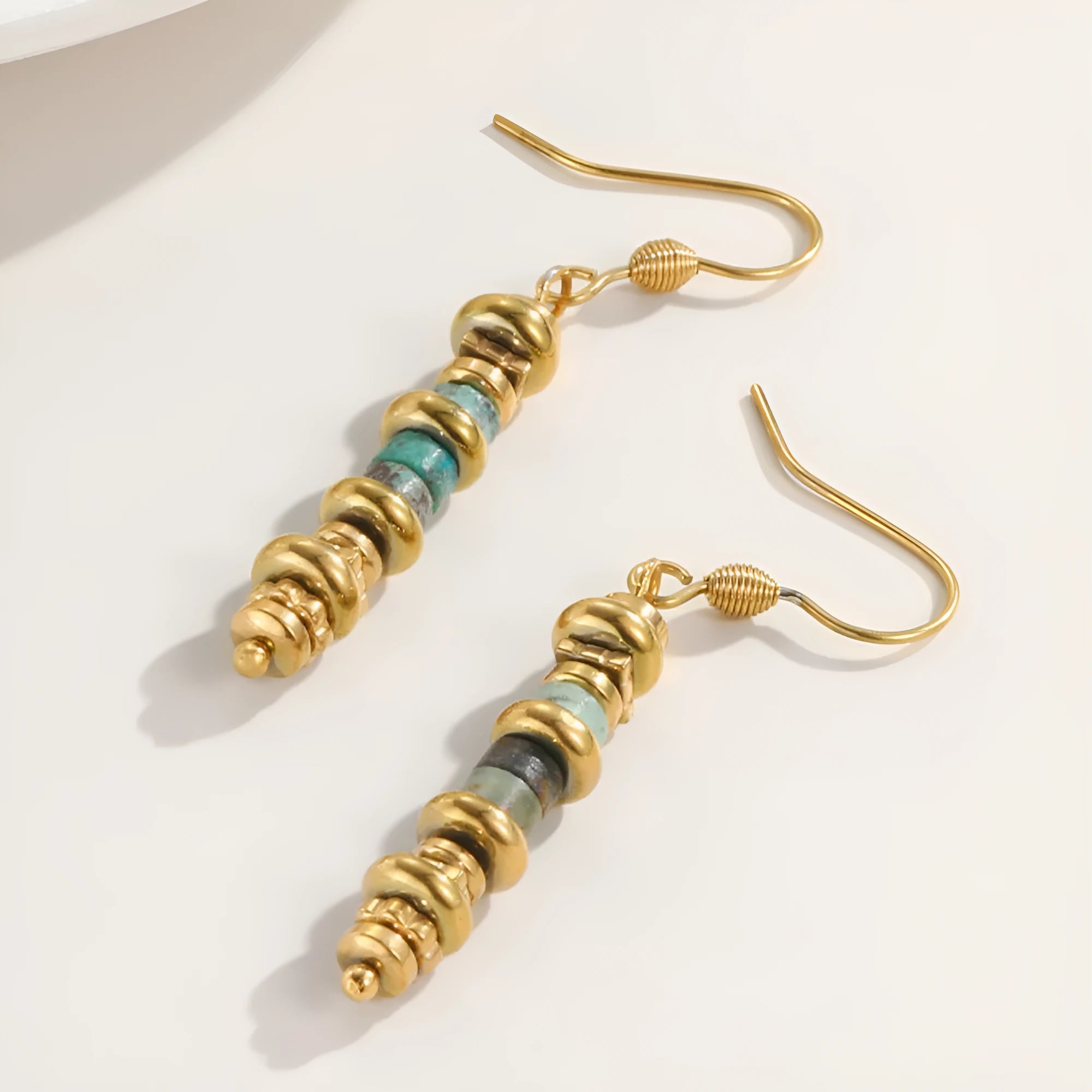 Women's silver geometric dangle earrings with retro design and titanium steel construction