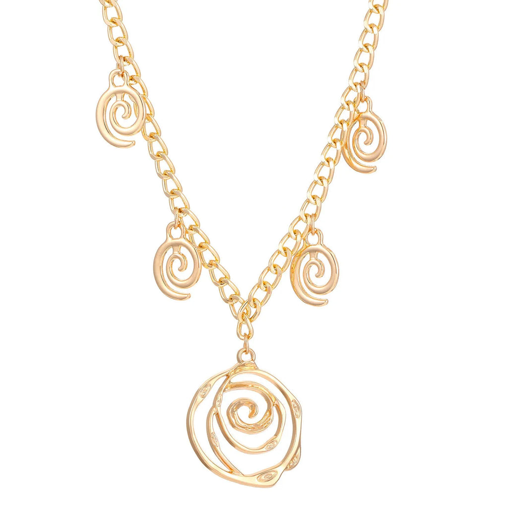 Women's spiral donut jewellery set with necklace, bracelet and earrings in gold or silver geometric design