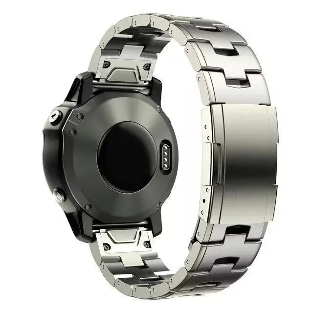 Garmin Jiaming Fenix replacement watch strap in black, silver, titanium colours for 22mm and 26mm widths