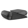High density triangle furniture cushion pillow with embroidery detail.
