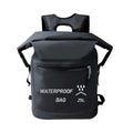 Black 25 litre waterproof backpack for outdoor swimming and rafting activities