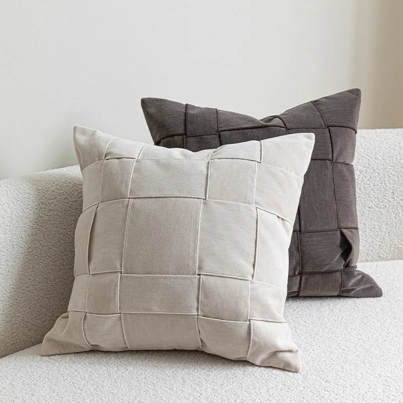 Square chenille woven cushion in a choice of seven colours, shown at 50x50cm size.