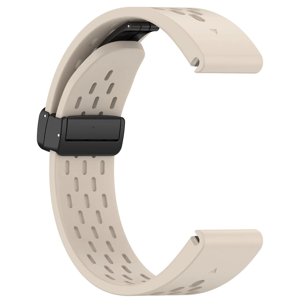 Garmin Fenix quick release silicone sport band in multiple colours showing quick-release mechanism.