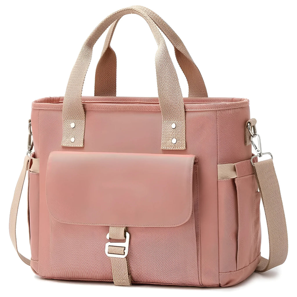 Portable cube-style hiking picnic bag with removable shoulder strap and side pocket in Oxford cloth