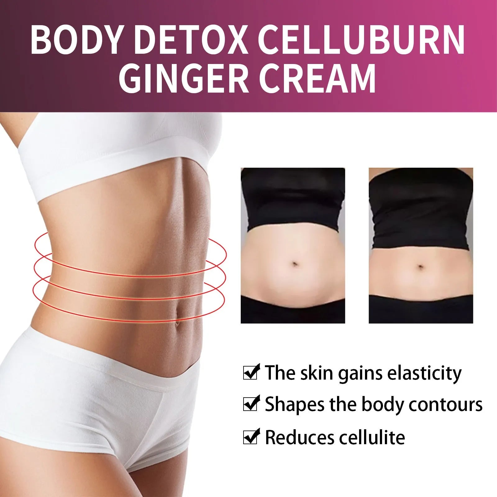 Ginger body slimming tightening cream in 15g size for thigh shaping application.
