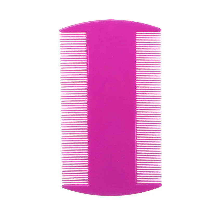 Plastic fine teeth flea comb with double-edged design measuring 8 by 7.5 centimetres