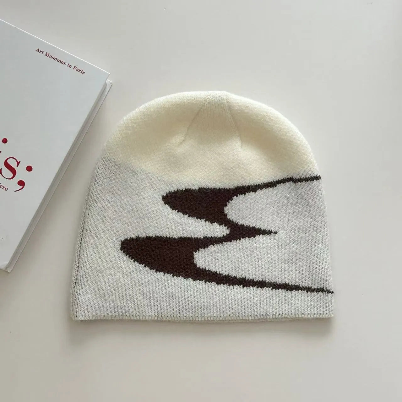 Acrylic thermal knitting wool beanie hat in size M for 56-58cm head circumference in white colour