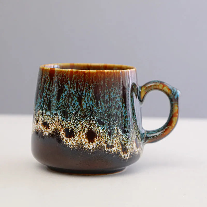 Creative large-capacity water cup coffee mug with mild luxury retro style and 301-400ml capacity