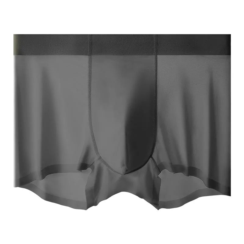 Men's seamless ice silk shorts in bean green, shown flat, highlighting the mid-waist and hip-lifting design.