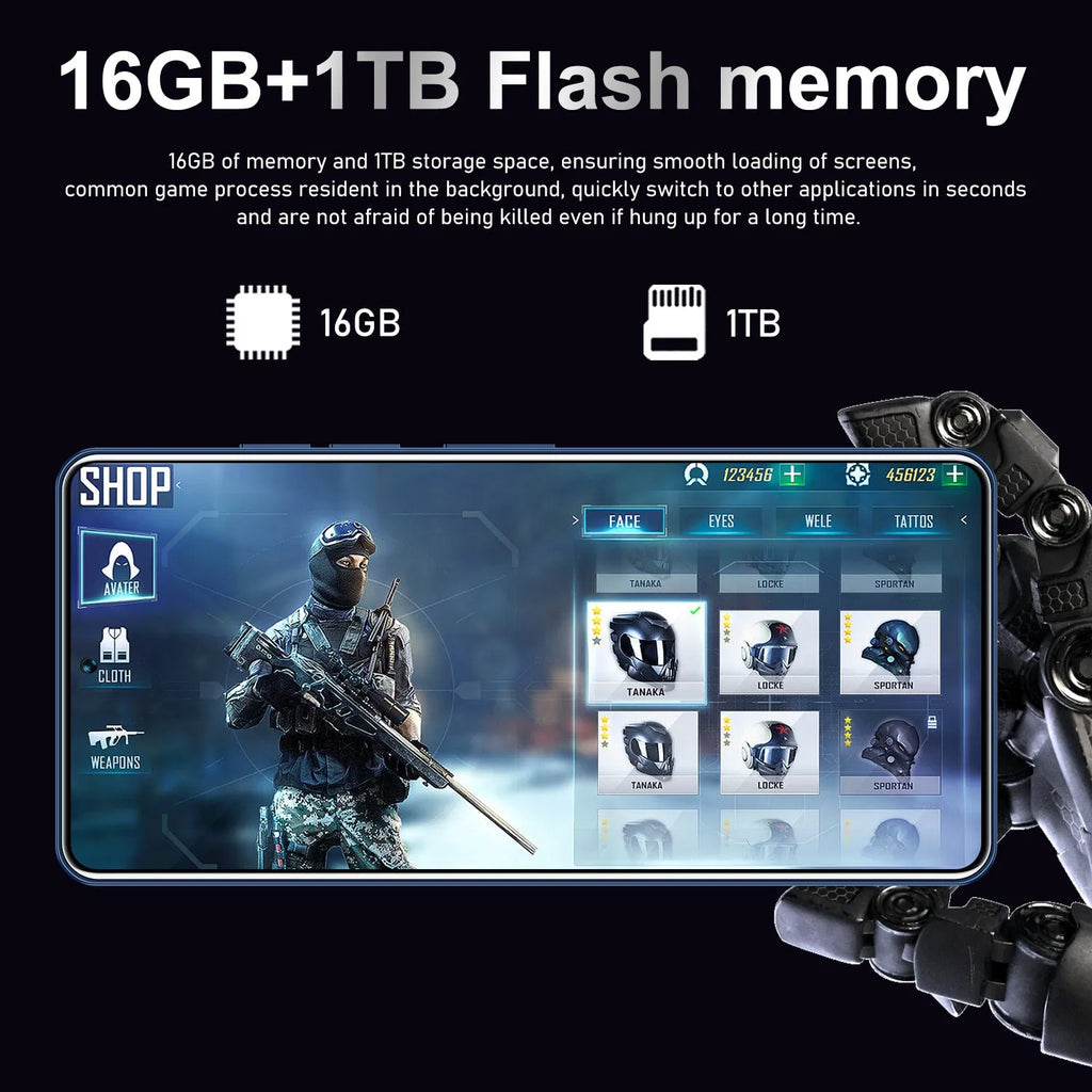 GT10 Pro Android phone with straight plate design in blue and silver colour options