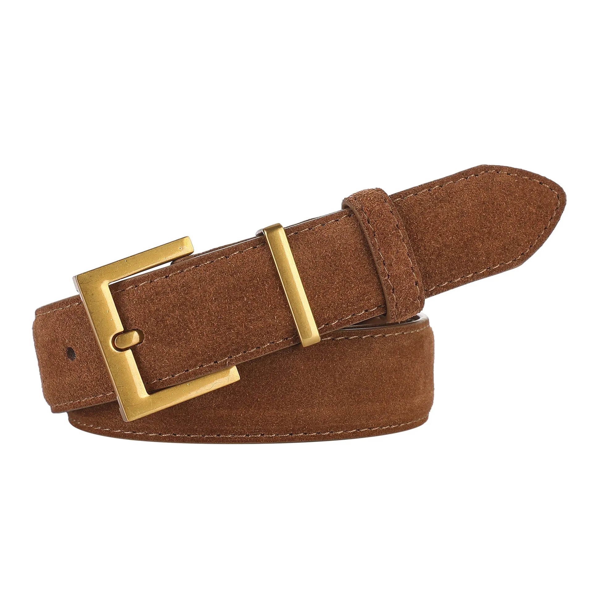 Ladies' black genuine leather belt with a silver quadrilateral pin buckle on a 100cm length.