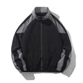 Men's casual jacket with contrast stitching design in black colour showing side seam pockets and loose fit