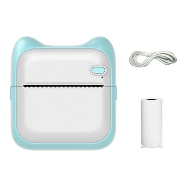 Pocket Bluetooth thermal printer 200dpi 90x45x82mm in blue or pink with 57x30mm thermal paper and micro USB charging