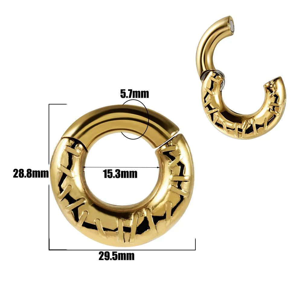 Stainless steel totem pattern fashion earrings with electroplated finish in one of fifteen colour variants