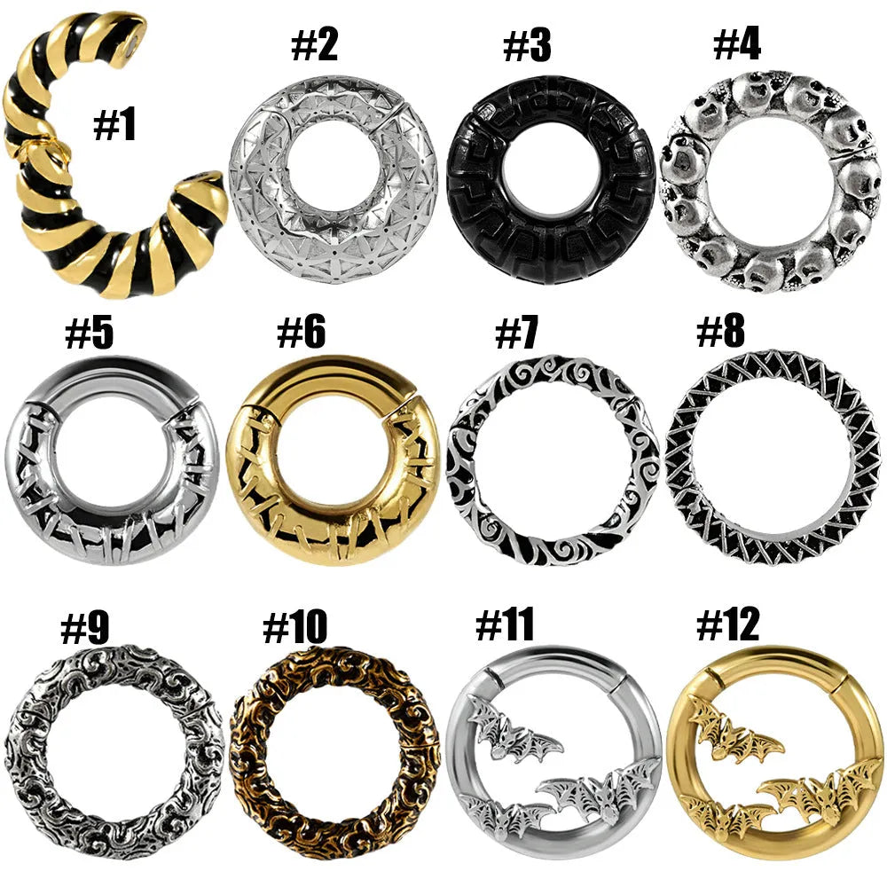 Stainless steel totem pattern fashion earrings with electroplated finish in one of fifteen colour variants