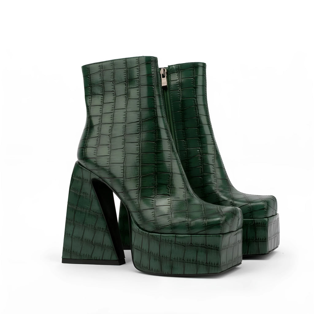 Women's artificial PU ankle boots with a super high heel, shown in a solid colour.