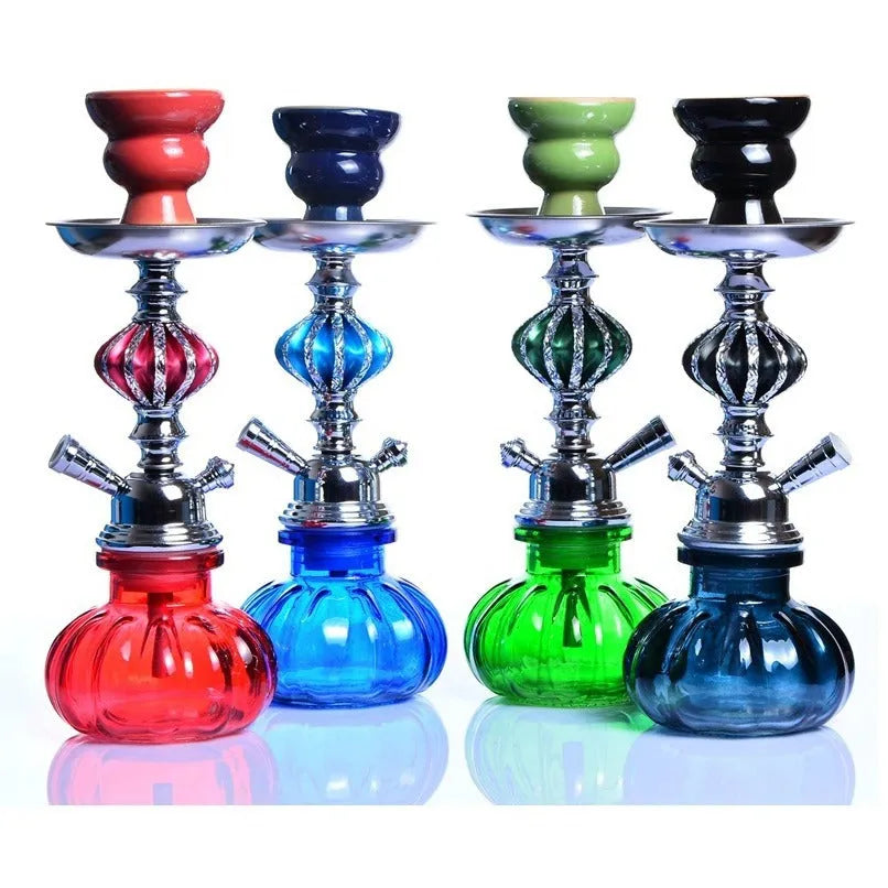 Glass single tube hookah tobacco pot 26cm tall with square base in black colour
