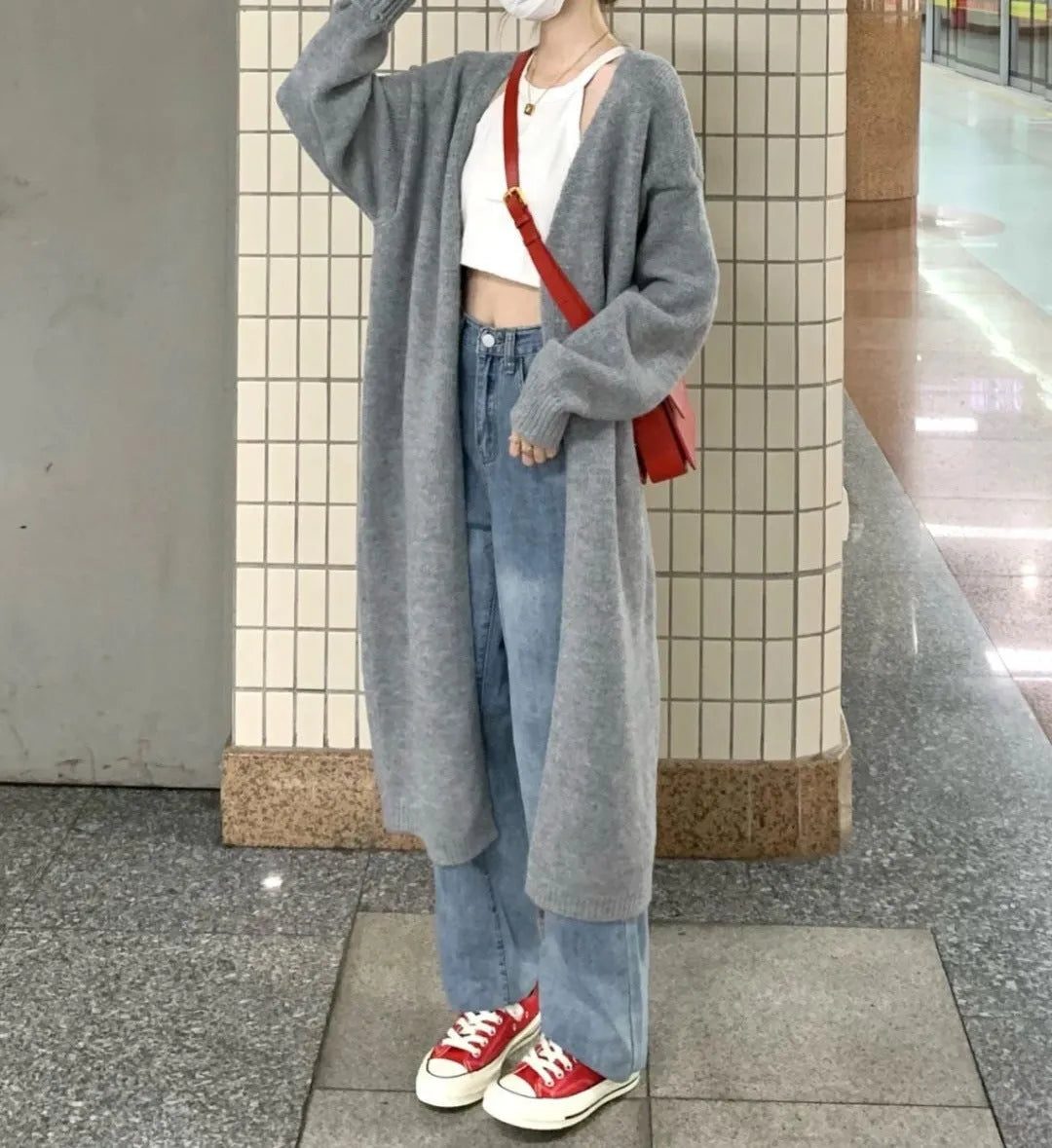 Women's loose knitted chenille cardigan sweater in Japanese Korean style with 3D pattern