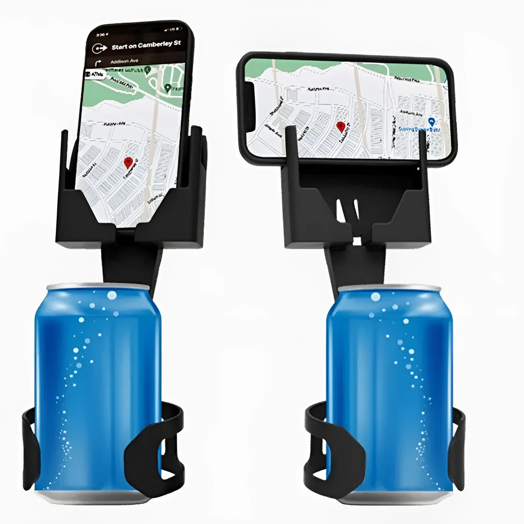 Plastic 2-in-1 car phone holder and cup holder bracket for water cup and mobile phone