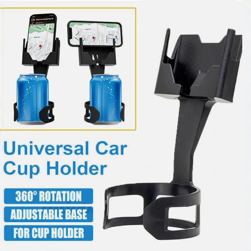 Plastic 2-in-1 car phone holder and cup holder bracket for water cup and mobile phone
