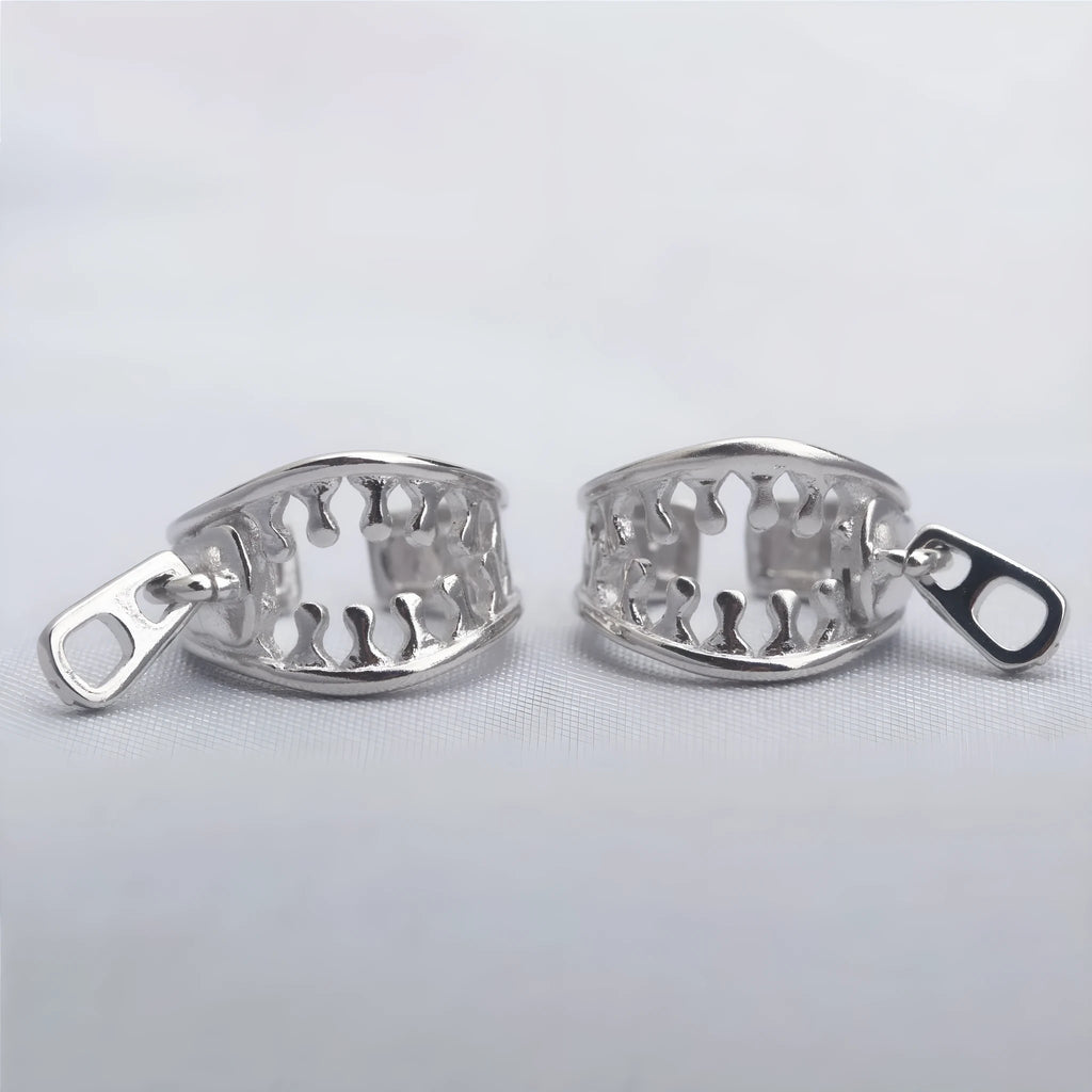 Copper geometric clip-on earrings with a simple zipper ear bone clip design in colour ES862.