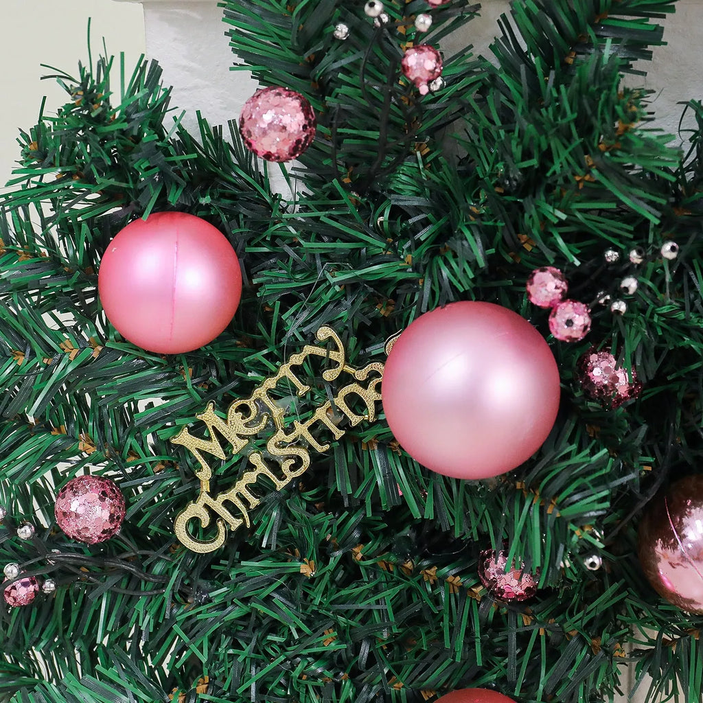 2.7 metre pink Christmas rattan decoration with 240 warm lights in Korean style