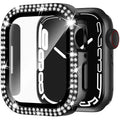 Apple Watch case in multiple colours with double diamond glass and peep-proof design on a wrist.