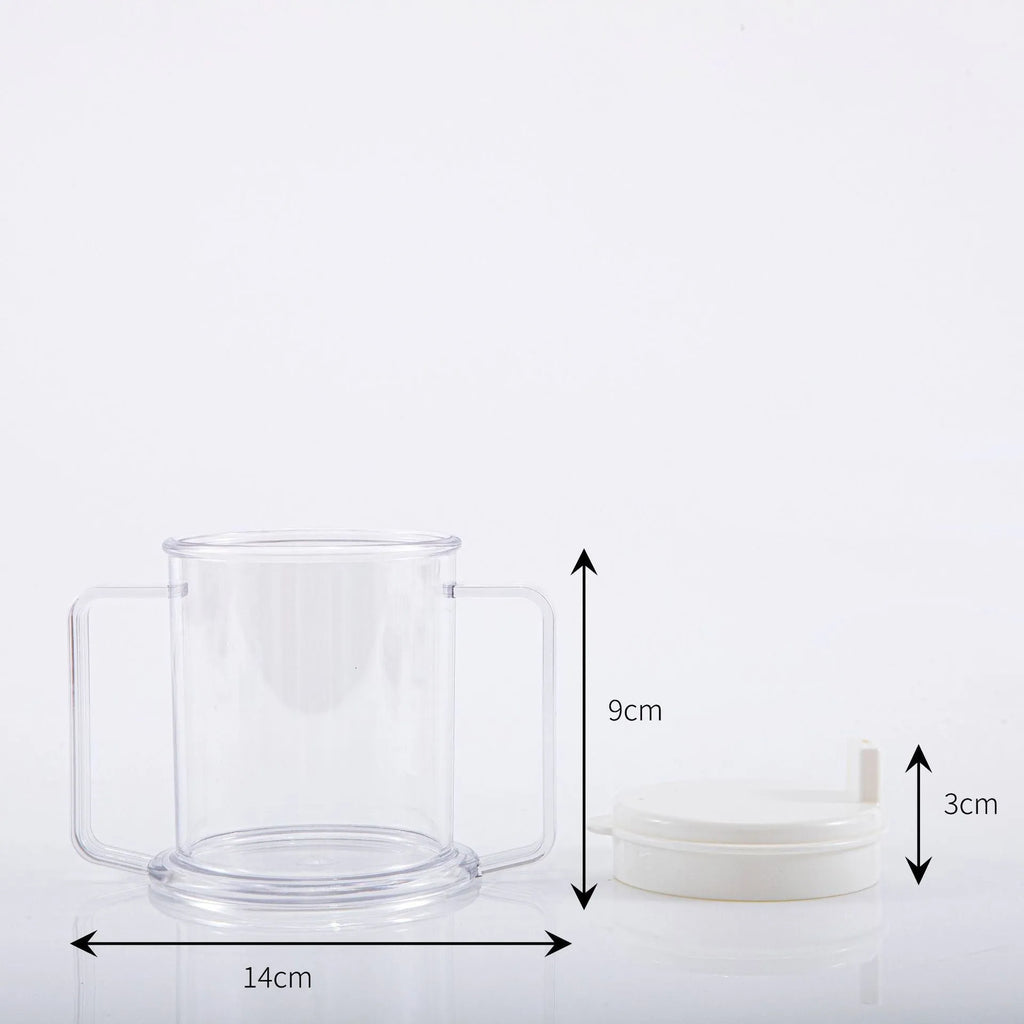 Transparent spill-proof lightweight drinking cup with modern minimalist design