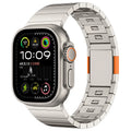 Stainless steel magnetic buckle watch strap for Apple compatible watches in silver colour
