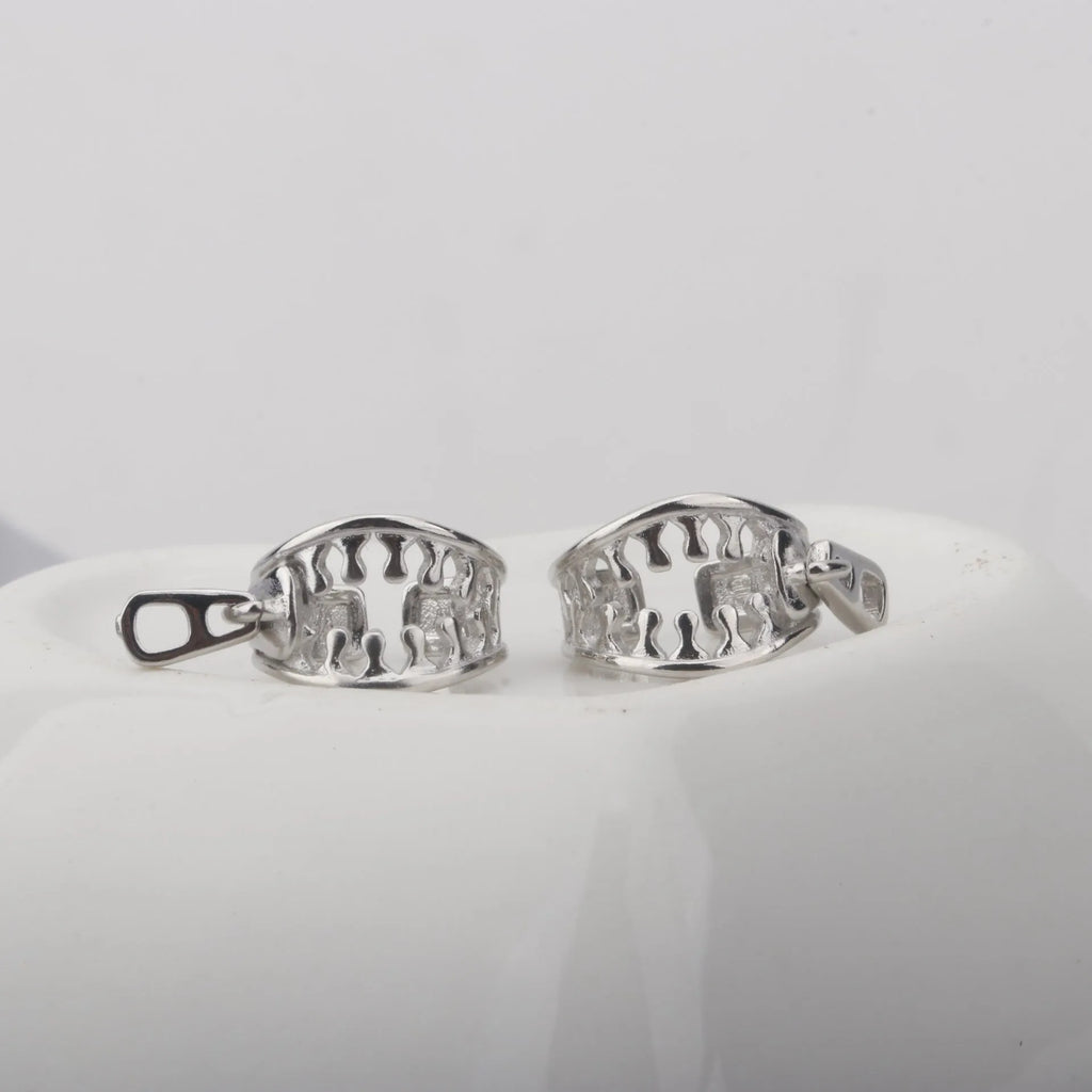 Copper geometric clip-on earrings with a simple zipper ear bone clip design in colour ES862.